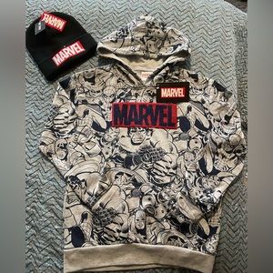 Youth Marvel hoodie and beanie